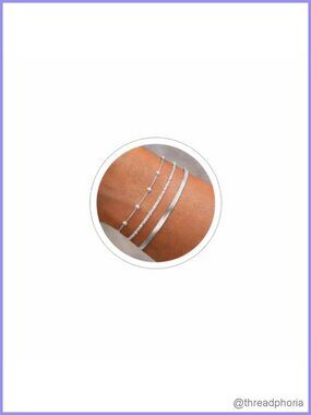 3-Piece 14k Silver Plated Stackable Bracelet Set, Dainty